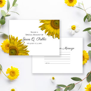 Yellow Sunflower Blossoms Share a Memory Funeral  Card