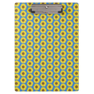 Yellow Sunflower Blue Background Flower Floral Clipboard
