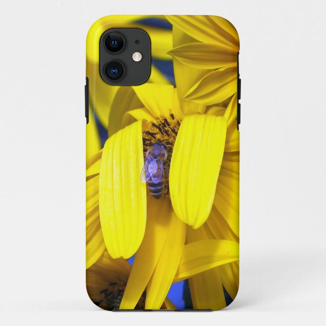 Yellow Sunflower, Blue Bee iPhone 5 Case (Back)