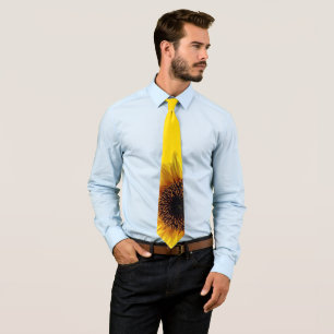 Yellow Sunflower Botanical Floral Men's Necktie