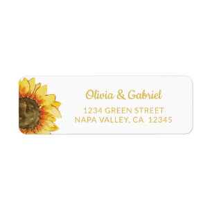 Yellow sunflower. Botanical wedding address