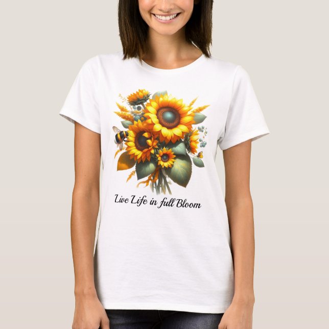 Yellow Sunflower Bouquet Floral  T-Shirt (Front)