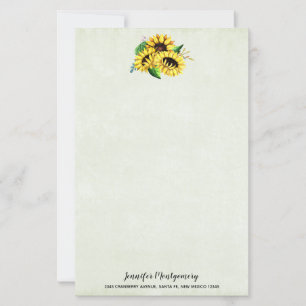Yellow Sunflower Bouquet in Watercolor