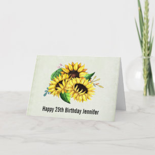 Yellow Sunflower Bouquet in Watercolor Card