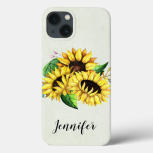 Yellow Sunflower Bouquet in Watercolor iPhone 13 Case