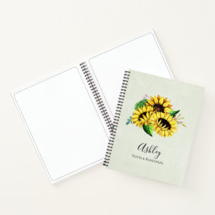 Yellow Sunflower Bouquet in Watercolor Notebook