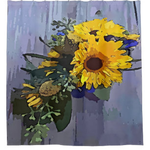 Yellow Sunflower Bouquet Shower Curtain