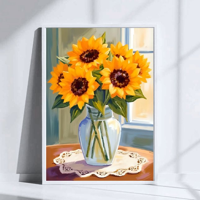 Yellow Sunflower Bouquet Watercolor Floral Art Poster (Creator Uploaded)