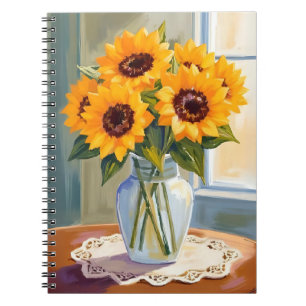 Yellow Sunflower Bouquet Watercolor Floral Notebook
