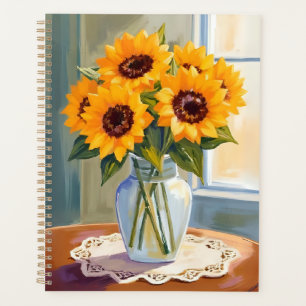 Yellow Sunflower Bouquet Watercolor Floral Planner