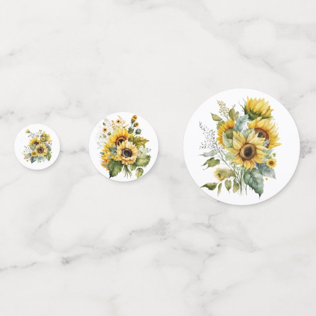 Yellow Sunflower Bouquets Confetti (Fronts)
