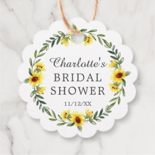 Yellow Sunflower Bridal Shower Favour Gift Tag