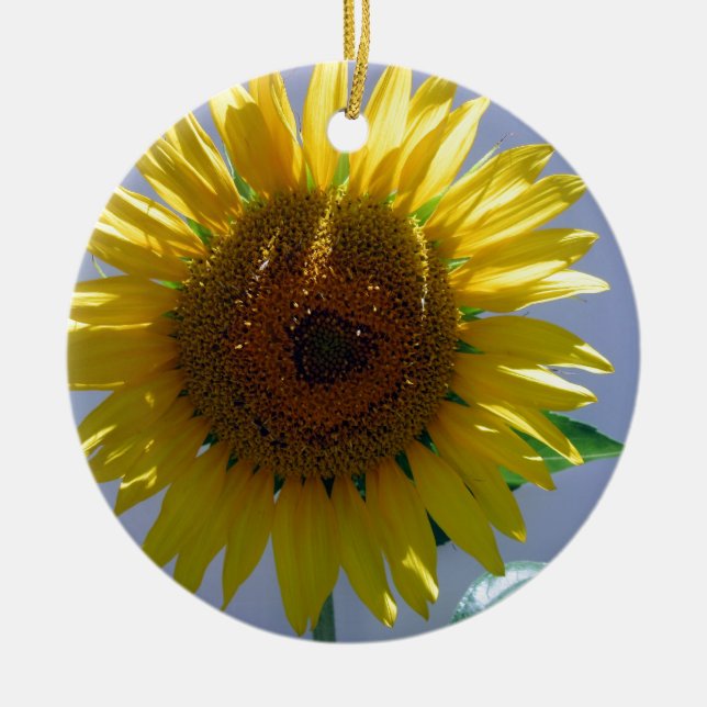 Yellow Sunflower Ceramic Tree Decoration (Front)