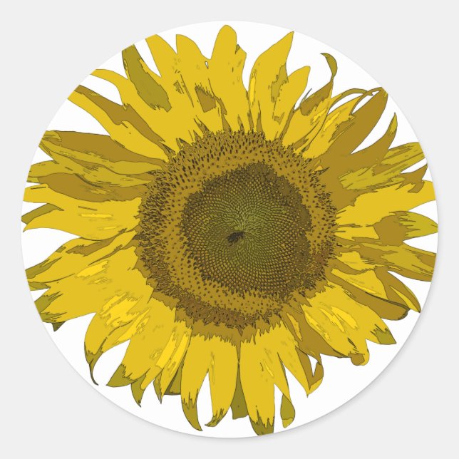 Yellow Sunflower  Classic Round Sticker (Front)