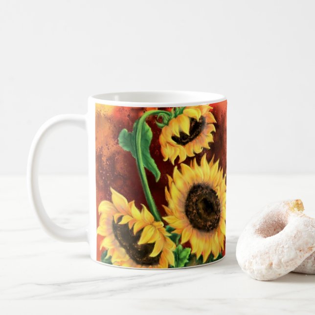 Yellow Sunflower Coffee Mug (With Donut)