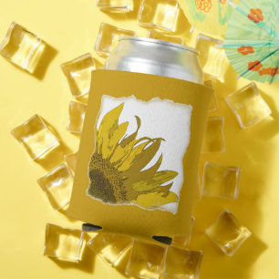 Yellow Sunflower Corner Wedding Favours Can Cooler