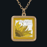 Yellow Sunflower Corner Wedding Gold Plated Necklace<br><div class="desc">The pretty Yellow Sunflower Corner Wedding Pendant Necklace makes a unique personalised keepsake gift for the bride or her bridesmaids. Customise it with the personal names of the bride and groom and marriage ceremony date or your own text, if desired. This elegant custom botanical wedding necklace features a digitally enhanced...</div>