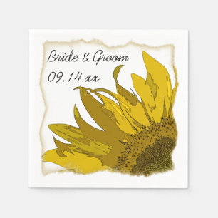 Yellow Sunflower Corner Wedding Napkin