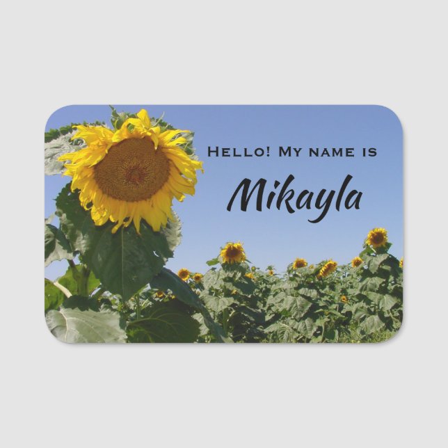 Yellow Sunflower Country Style Name Tag (Front)