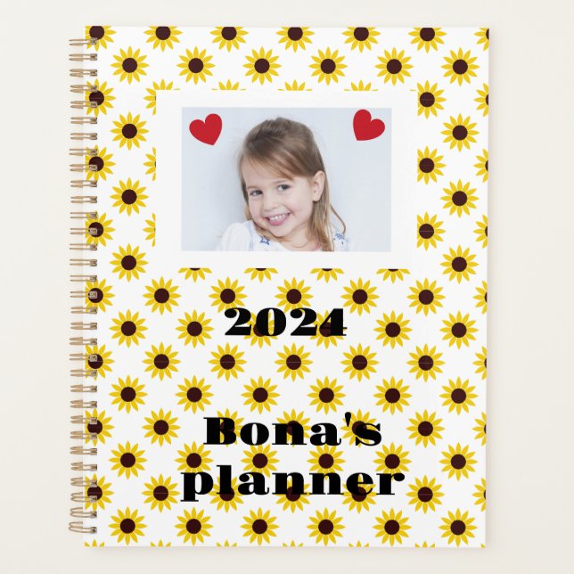 Yellow Sunflower Custom photo Planner (Front)