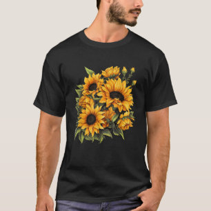 Yellow Sunflower Cute summer Sun flowers Floral Po T-Shirt
