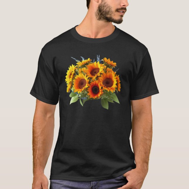 Yellow Sunflower Cute summer Sun flowers Floral Po T-Shirt (Front)