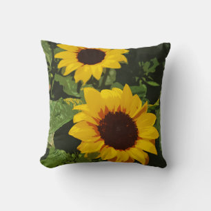 Yellow sunflower design throw pillow
