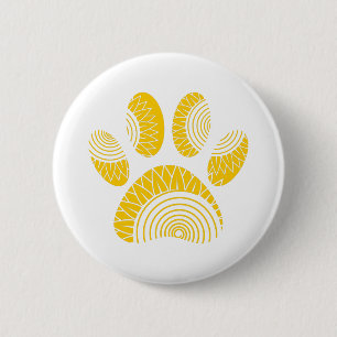 Yellow Sunflower Dog Paw Print 6 Cm Round Badge