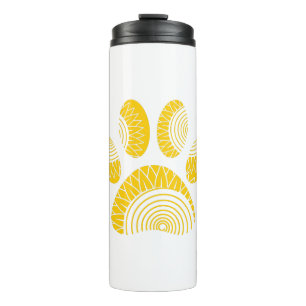 Yellow Sunflower Dog Paw Print Thermal Tumbler