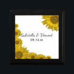 Yellow Sunflower Edge Wedding Gift Box<br><div class="desc">Customise the pretty Yellow Sunflower Edge Wedding Gift Box with the personal names of the bride and groom and marriage ceremony date. Create a personalised keepsake gift for the newlyweds or a thank you gift for your wedding attendants, bridesmaids and bridal party. This beautiful custom floral wedding gift box features...</div>