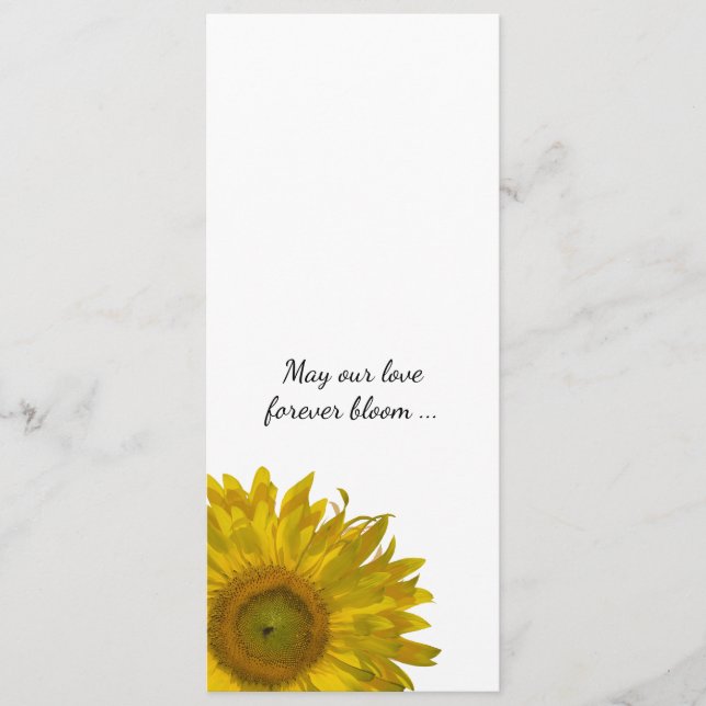 Yellow Sunflower Edge Wedding Program Programme (Front)