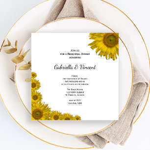 Yellow Sunflower Edge Wedding Rehearsal Dinner Invitation