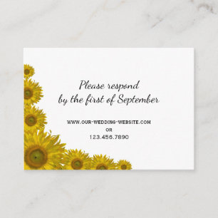 Yellow Sunflower Edge Wedding RSVP Response Card