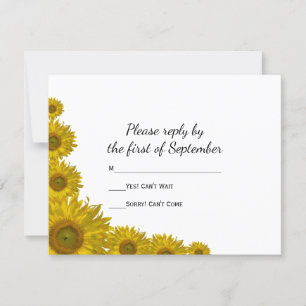 Yellow Sunflower Edge Wedding RSVP Response Card