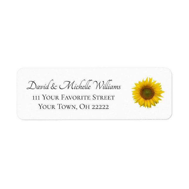 Yellow Sunflower Elegant Typography Return Address (Front)