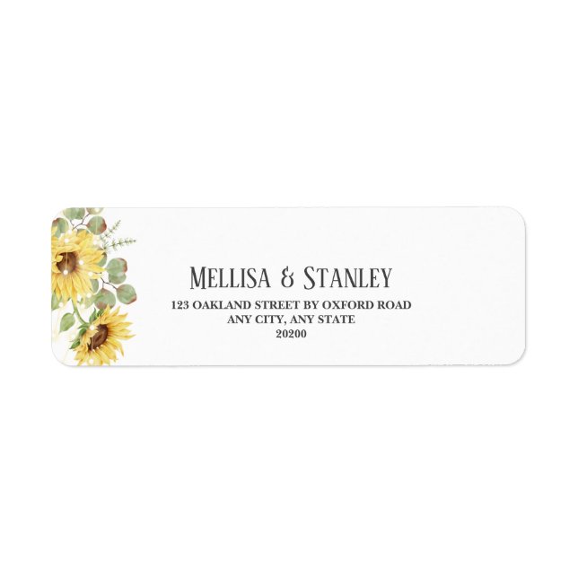 Yellow Sunflower Eucalyptus Wedding Return Address (Front)