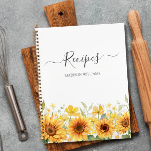 Yellow Sunflower Family Recipe Cookbook Notebook