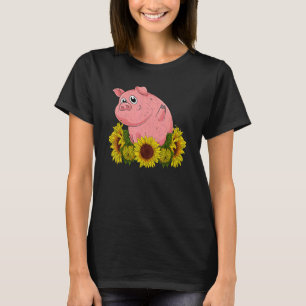 Yellow Sunflower Farm Animal  Farmer Piglet Cute P T-Shirt