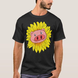Yellow Sunflower Farm Animal Lover Farmer Piglet P T-Shirt