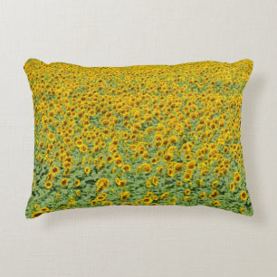 Yellow Sunflower Field Decorative Cushion