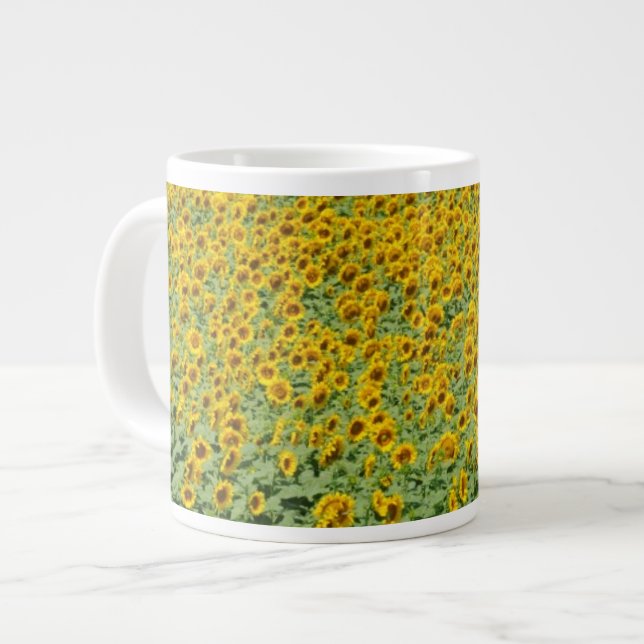 Yellow Sunflower Field Large Coffee Mug (Front Left)