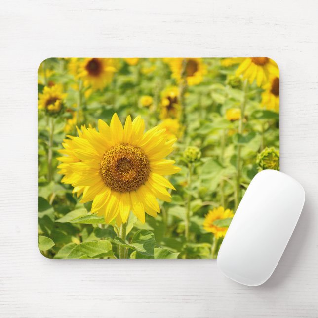 Yellow Sunflower Field Mouse Mat (With Mouse)