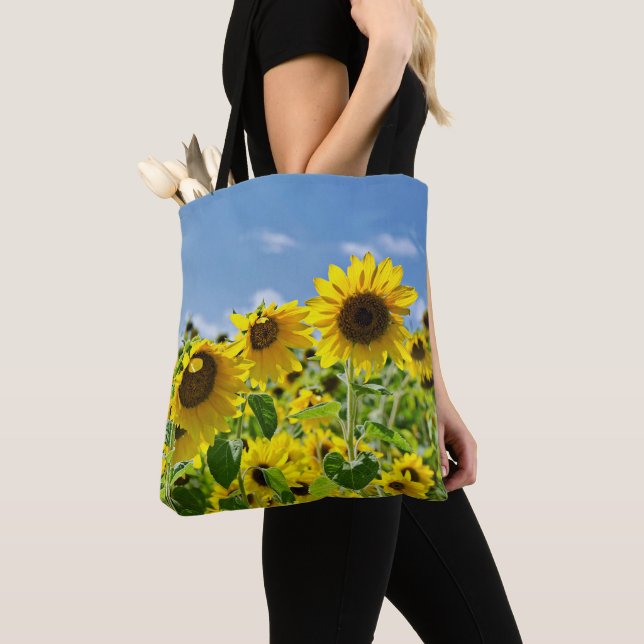 Yellow sunflower field tote bag (Close Up)