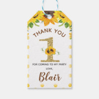 Yellow Sunflower First Birthday Favour Tag