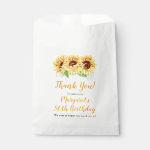Yellow Sunflower Floral 80th Birthday Thank You Favour Bags