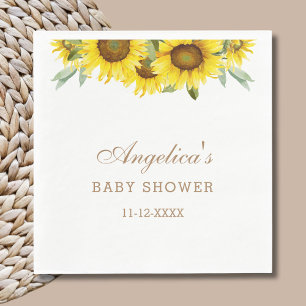 Yellow Sunflower Floral Baby Shower Napkin