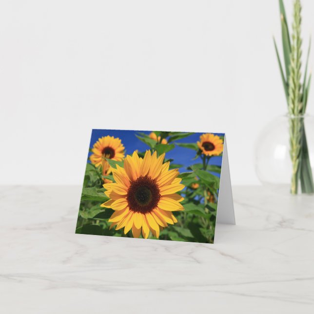 Yellow Sunflower Floral Blank Notecard (Front)
