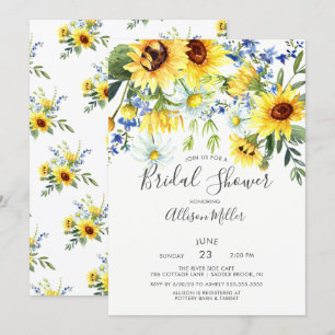 Yellow Sunflower Floral Bridal Shower Invitation