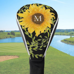 Yellow Sunflower Floral custom monogram ladies  Golf Head Cover