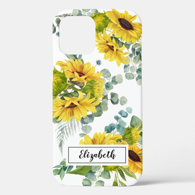 Yellow Sunflower Floral OtterBox iPhone Case (Back)